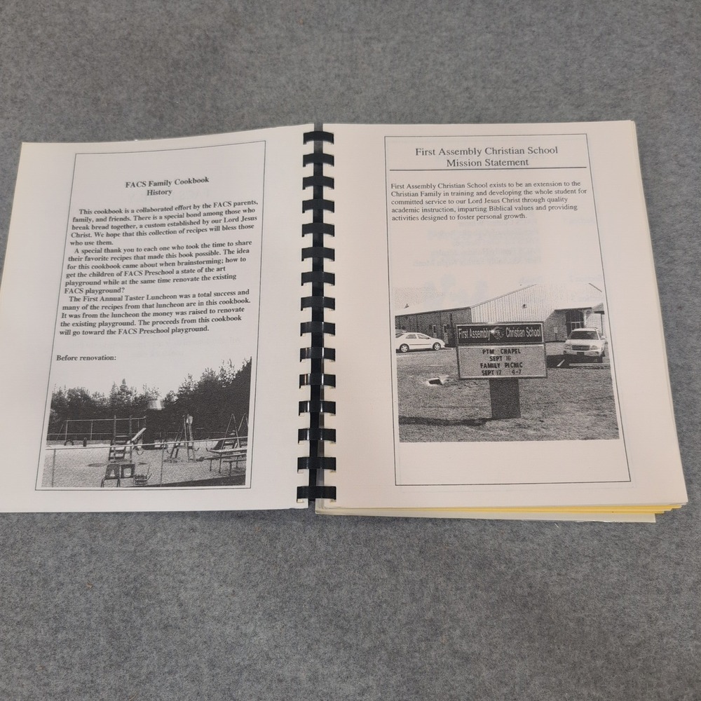 FACS Family Cookbook First Assembly Christian School Alabama Spiral Bound VG+ - Picture 3 of 4